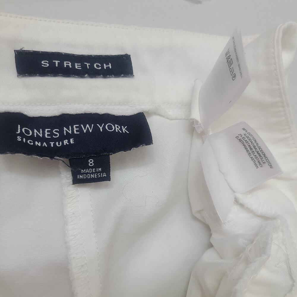 Jones New York Signature Pants 8 Cotton Lightweight Stretch White - Picture 6 of 7